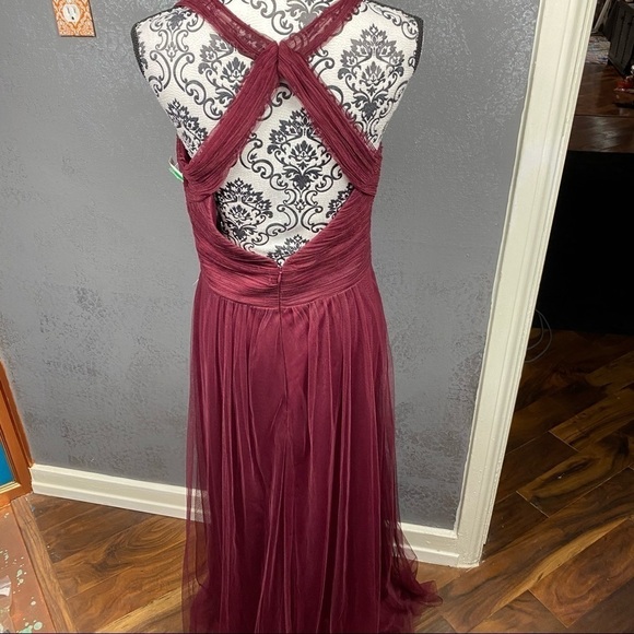 Bill Levkoff eggplant cross back chiffon gown. Formal. Maxi. Wedding. Bridesmaid - Picture 7 of 10